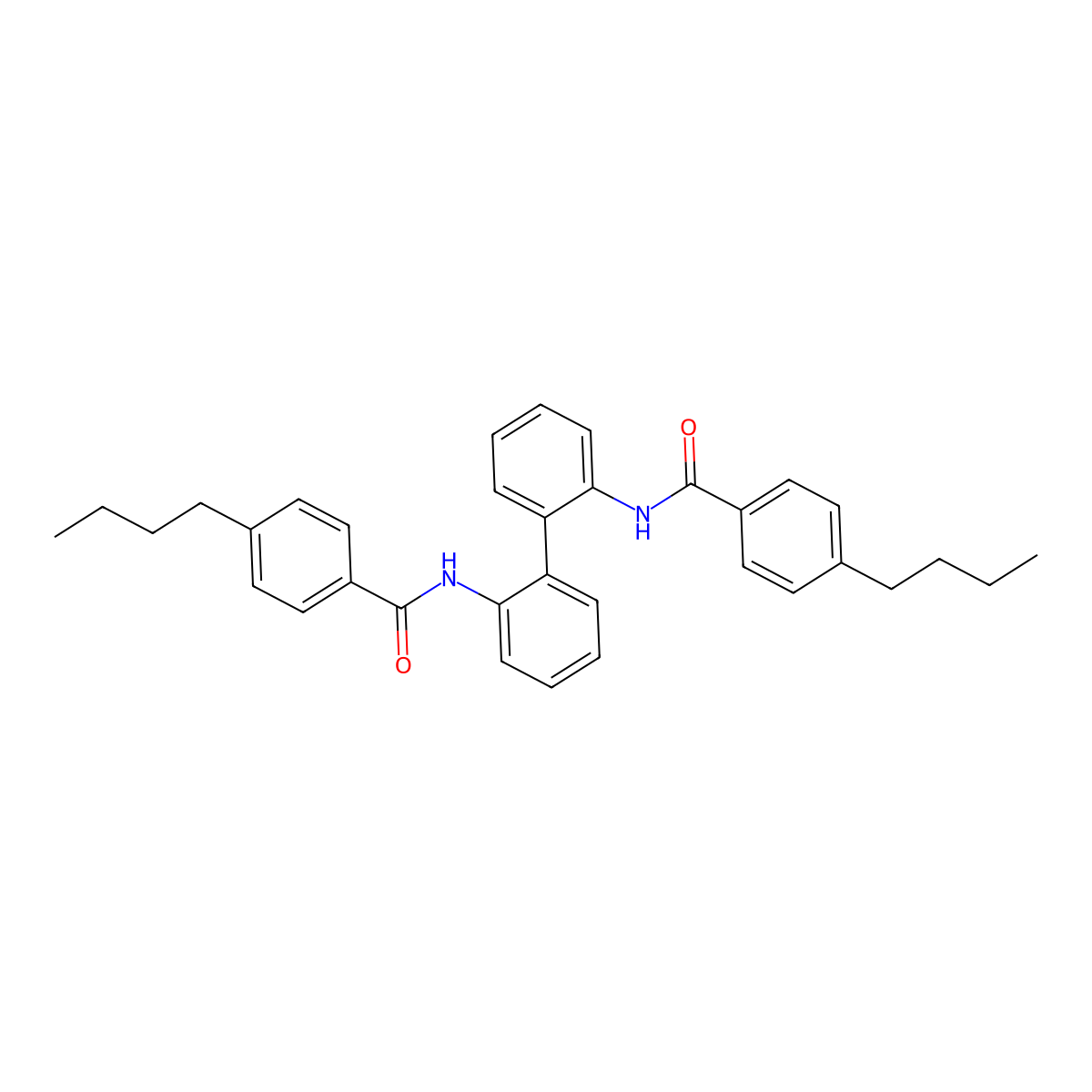 4-butyl-N-{2'-[(4-butylbenzoyl)amino][1,1'-biphenyl]-2-yl}benzamide molecular structure, CAS 303773-86-6