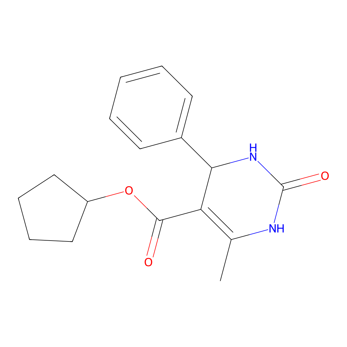 Cyclopentyl 6-methyl-2-oxo-4-phenyl-1,2,3,4-tetrahydro-5-pyrimidinecarboxylate molecular structure, CAS 303774-76-7