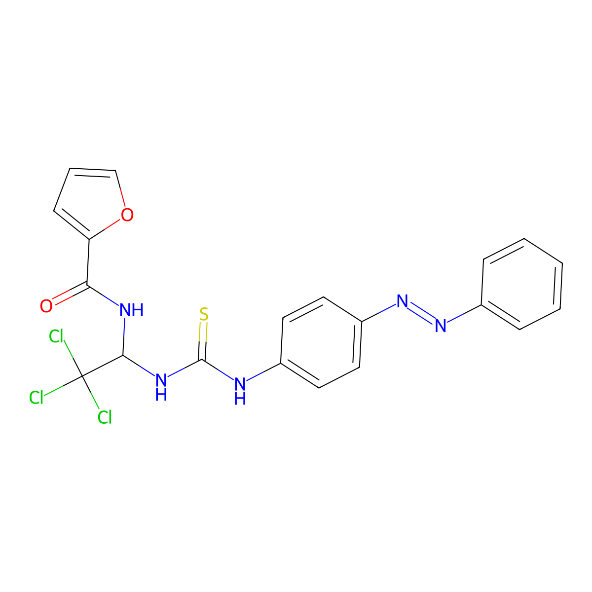 N-{2,2,2-trichloro-1-[({4-[(Z)-phenyldiazenyl]phenyl}carbamothioyl)amino]ethyl}furan-2-carboxamide molecular structure, CAS 303775-22-6