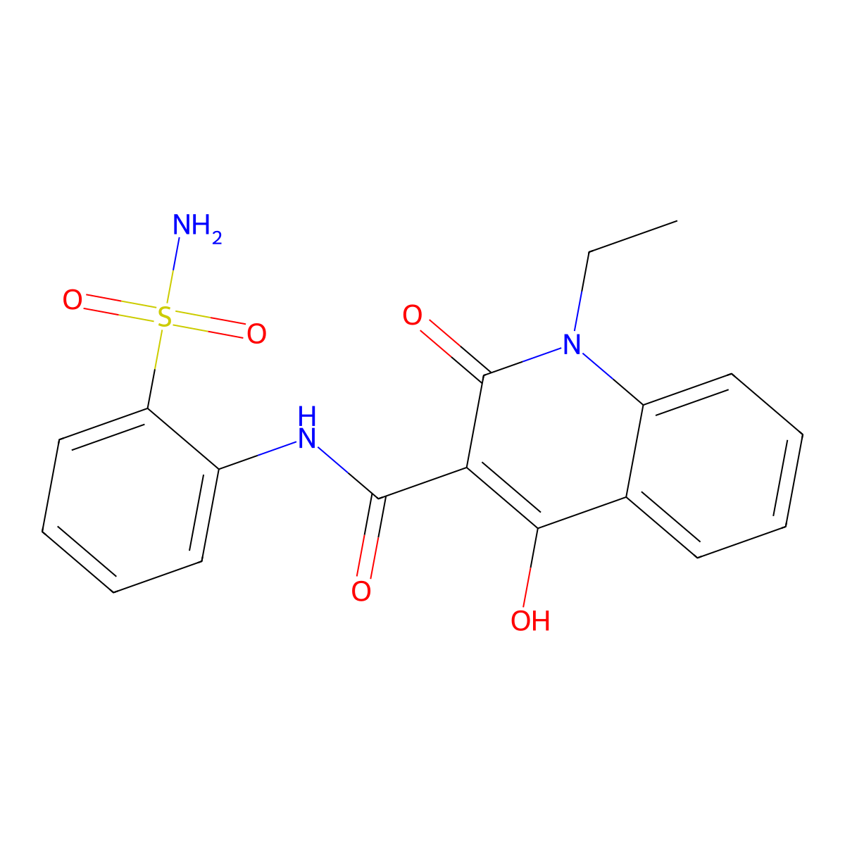 1-ethyl-4-hydroxy-2-oxo-N-(2-sulfamoylphenyl)-1,2-dihydroquinoline-3-carboxamide molecular structure, CAS 303776-53-6