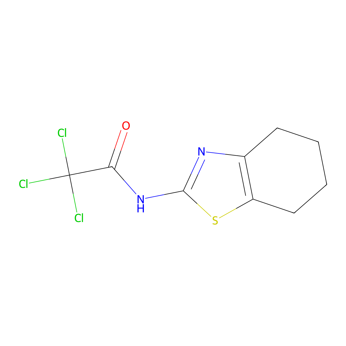 2,2,2-trichloro-N-(4,5,6,7-tetrahydro-1,3-benzothiazol-2-yl)acetamide molecular structure, CAS 303776-78-5