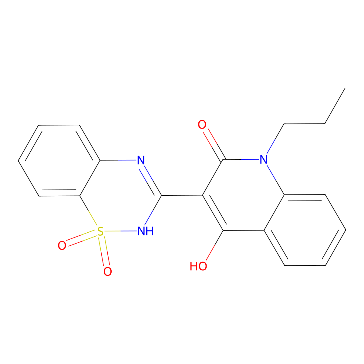 3-(1,1-dioxido-2H-1,2,4-benzothiadiazin-3-yl)-4-hydroxy-1-propylquinolin-2(1H)-one molecular structure, CAS 303776-81-0