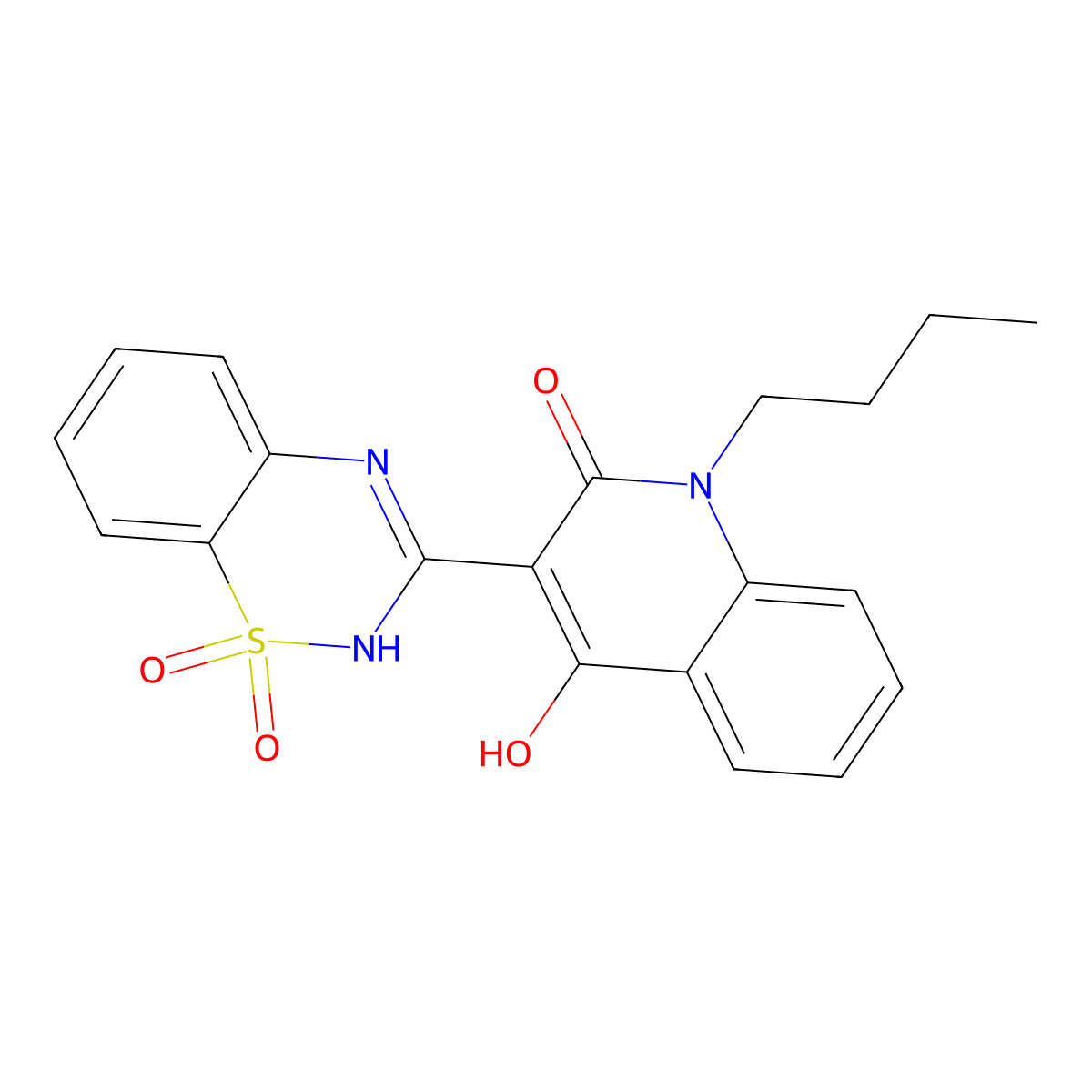 1-Butyl-3-(1,1-dioxido-2H-1,2,4-benzothiadiazin-3-yl)-4-hydroxy-2(1H)-quinolinone molecular structure, CAS 303776-83-2