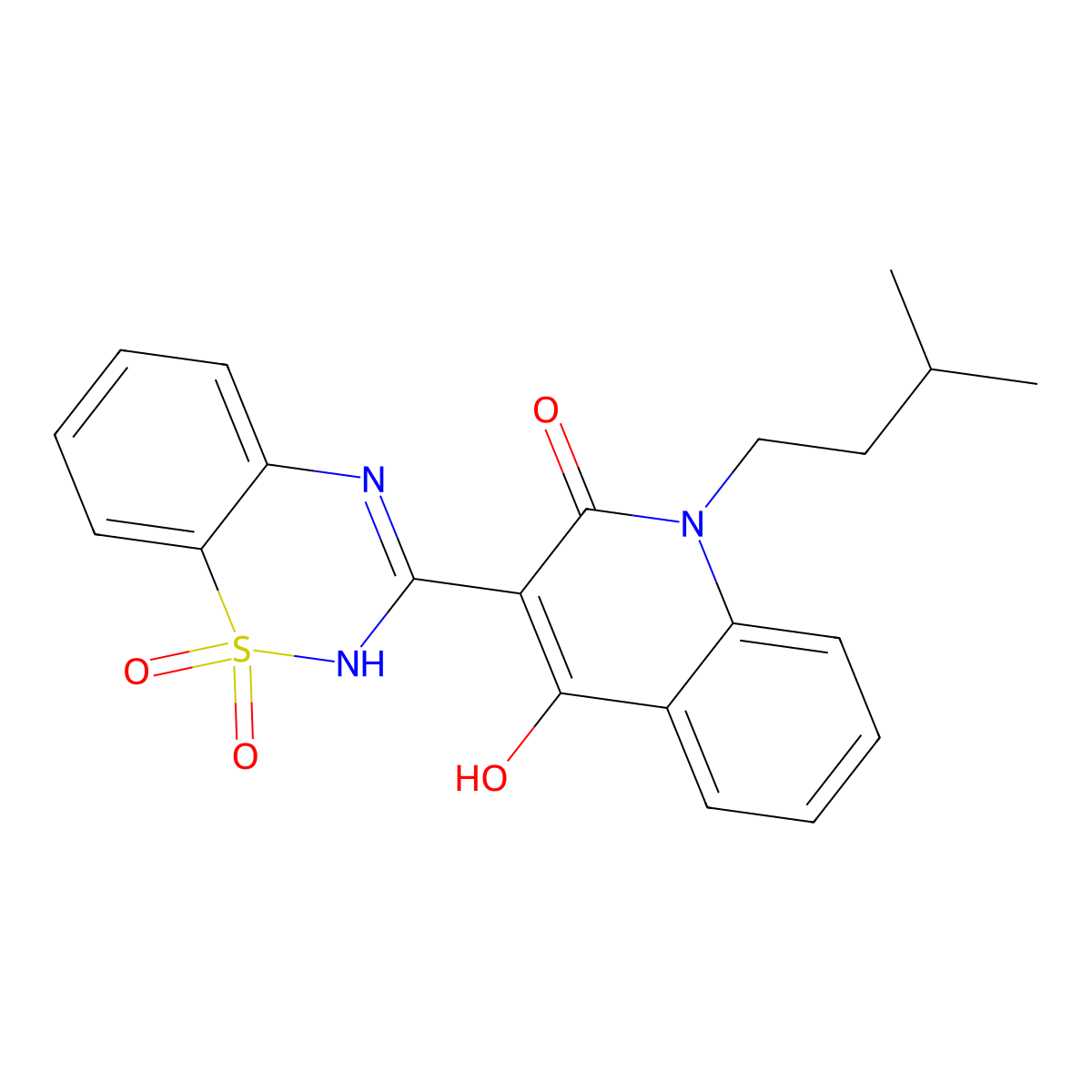 3-(1,1-Dioxido-4h-1,2,4-Benzothiadiazin-3-Yl)-4-Hydroxy-1-(3-Methylbutyl)quinolin-2(1h)-One molecular structure, CAS 303776-89-8