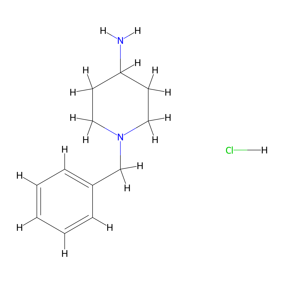1-Benzylpiperidin-4-amine hydrochloride molecular structure, CAS 303779-73-9