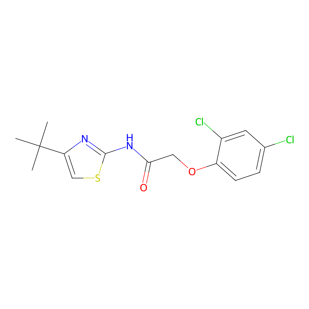 N-(4-tert-butyl-1,3-thiazol-2-yl)-2-(2,4-dichlorophenoxy)acetamide molecular structure, CAS 303786-95-0