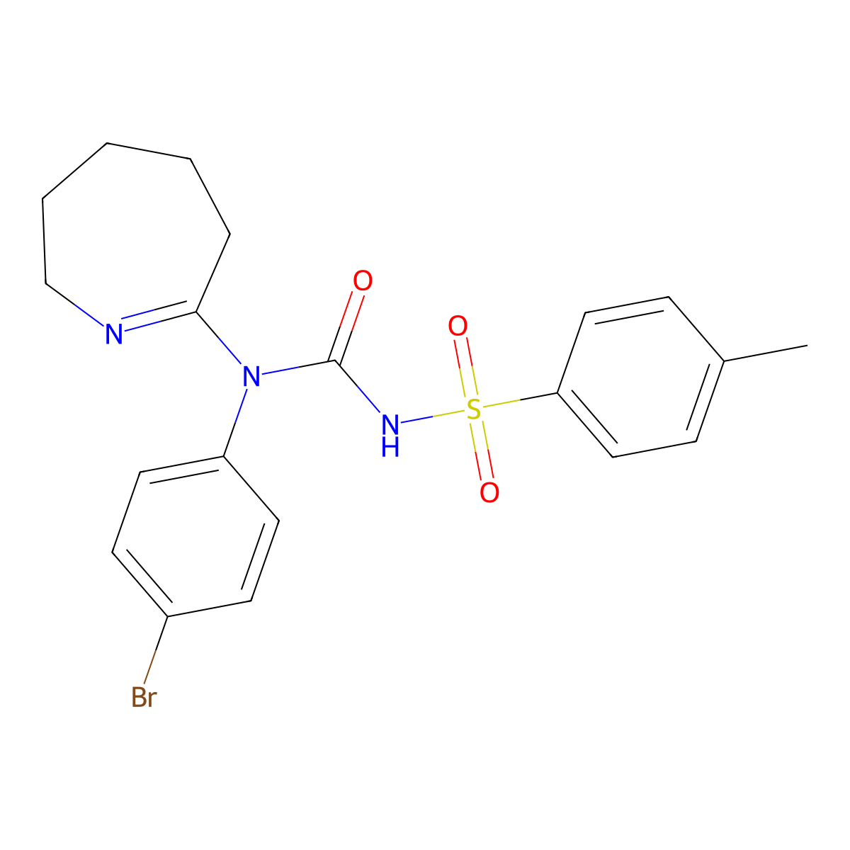 N-[(4-bromophenyl)(3,4,5,6-tetrahydro-2H-azepin-7-yl)carbamoyl]-4-methylbenzenesulfonamide molecular structure, CAS 303786-96-1