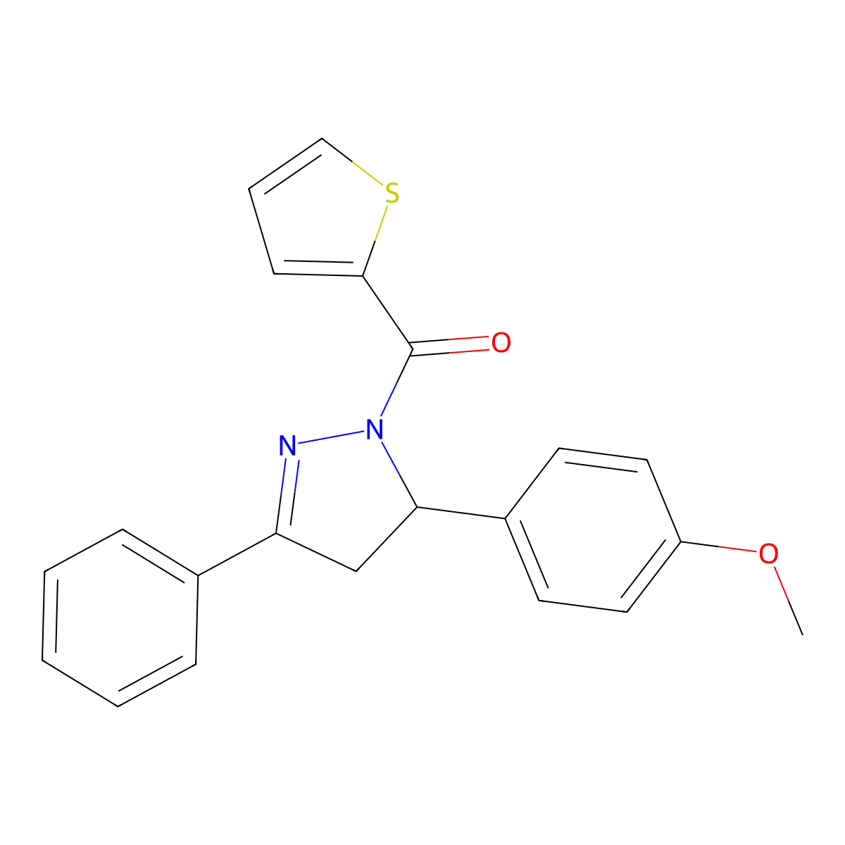 [3-(4-Methoxyphenyl)-5-phenyl-3,4-dihydropyrazol-2-yl]-thiophen-2-ylmethanone molecular structure, CAS 303787-34-0