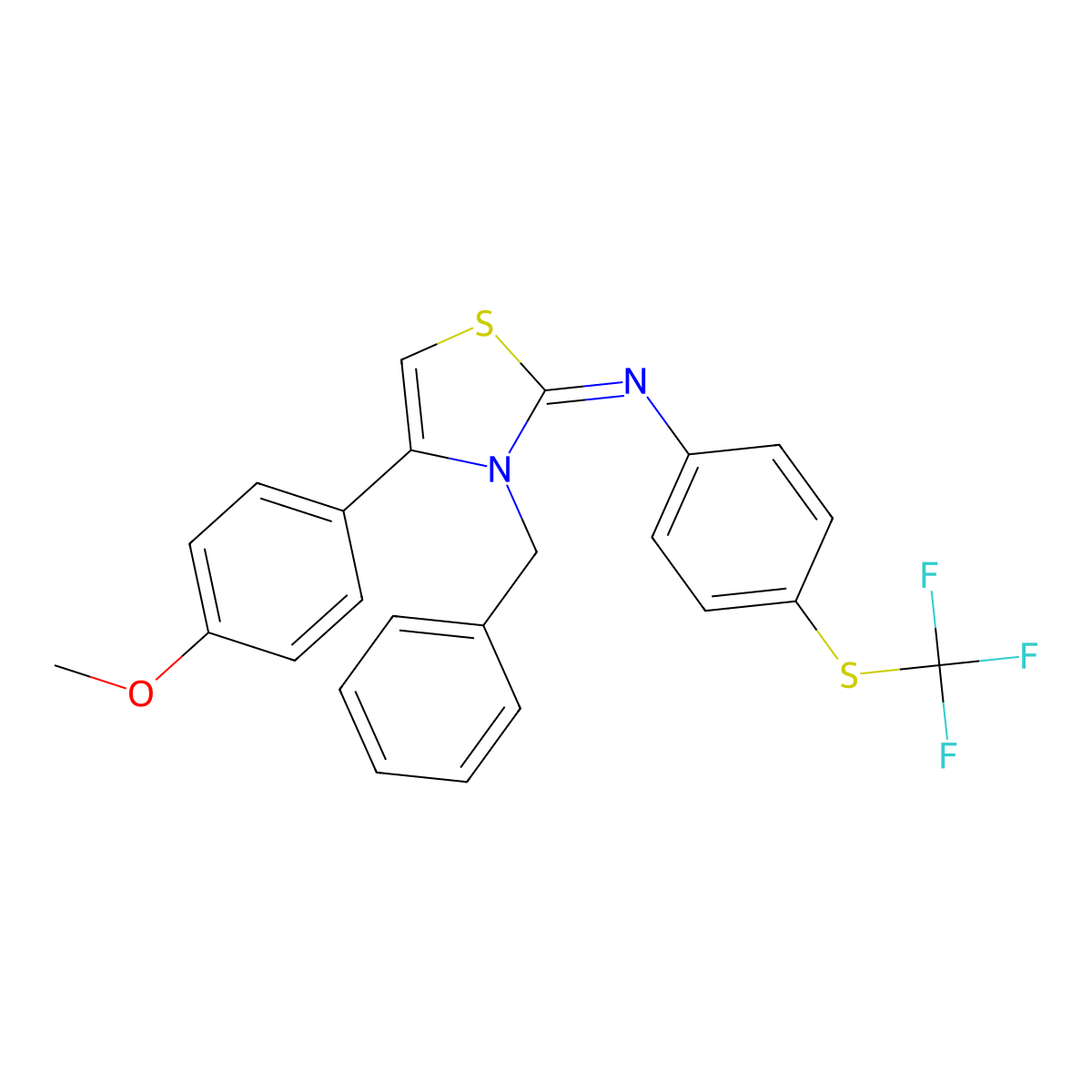N-[(2Z)-3-benzyl-4-(4-methoxyphenyl)-1,3-thiazol-2(3H)-ylidene]-4-[(trifluoromethyl)sulfanyl]aniline molecular structure, CAS 303787-44-2