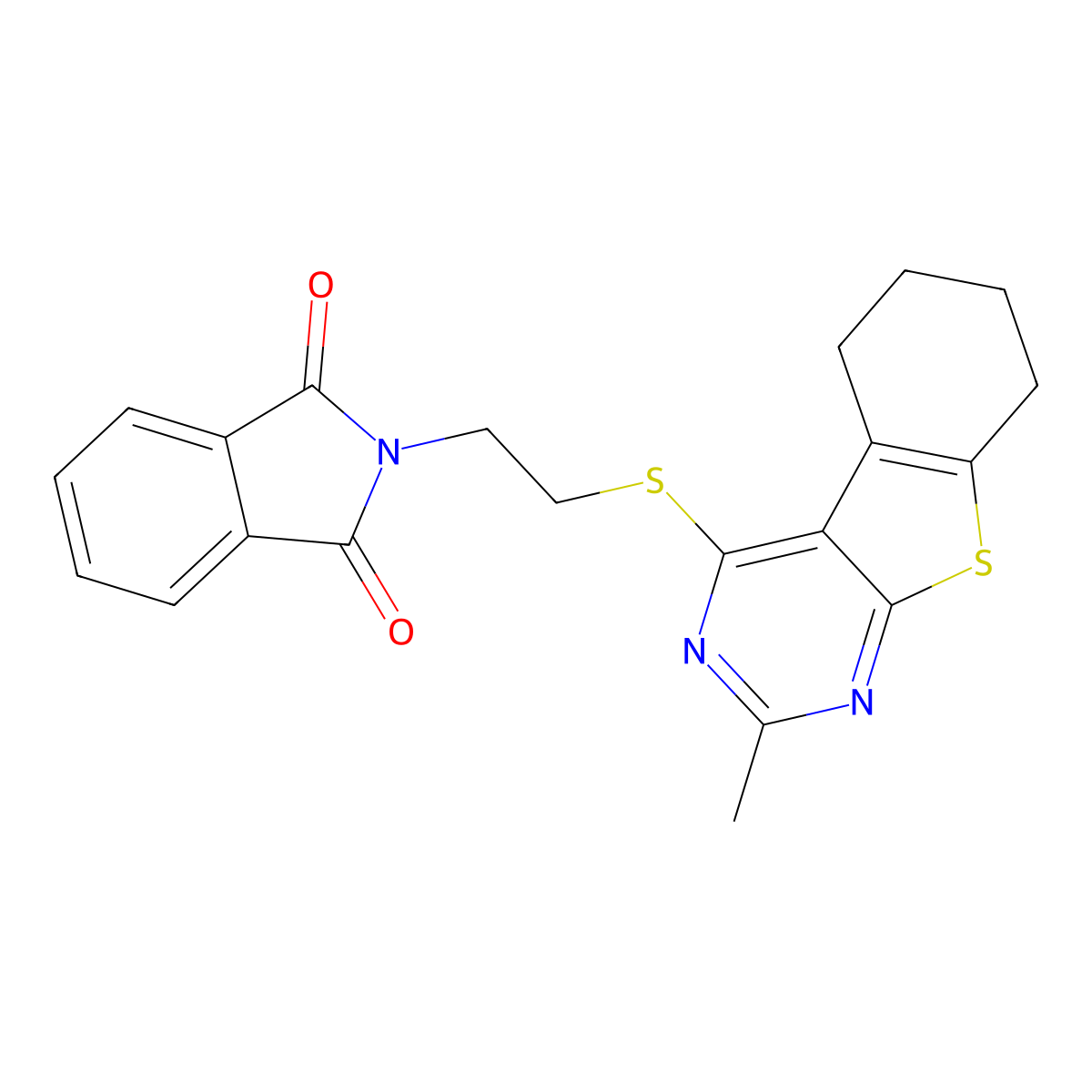 2-(2-((2-Methyl-5,6,7,8-tetrahydrobenzo[4,5]thieno[2,3-d]pyrimidin-4-yl)thio)ethyl)isoindoline-1,3-dione molecular structure, CAS 303787-60-2