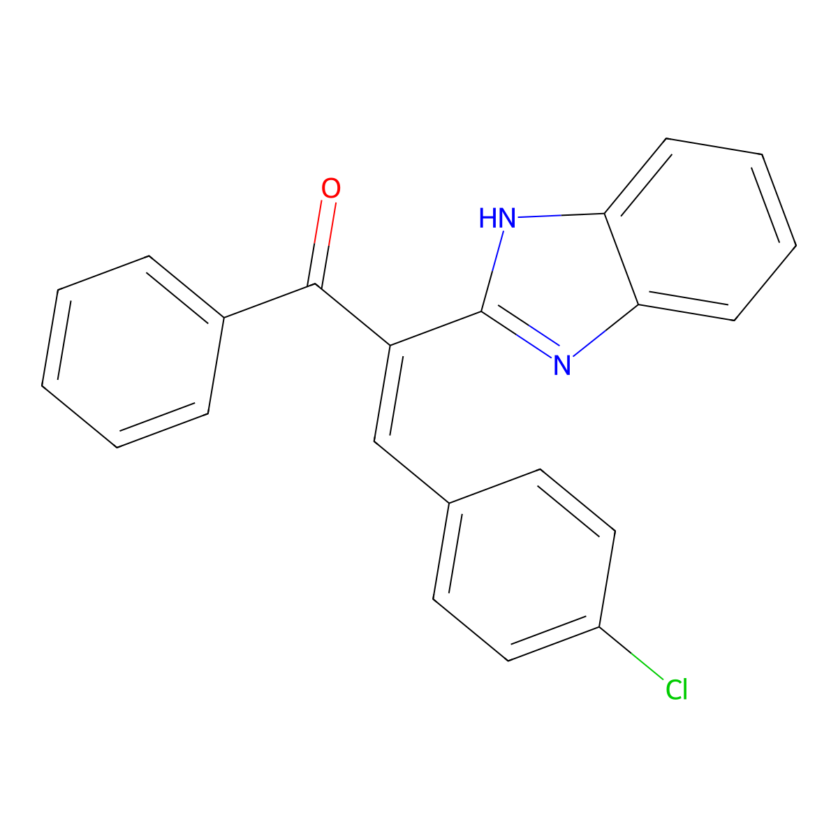 (E)-2-(1H-benzimidazol-2-yl)-3-(4-chlorophenyl)-1-phenylprop-2-en-1-one molecular structure, CAS 303787-69-1