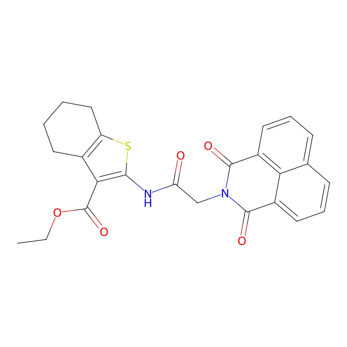 ethyl 2-{[(1,3-dioxo-1H-benzo[de]isoquinolin-2(3H)-yl)acetyl]amino}-4,5,6,7-tetrahydro-1-benzothiophene-3-carboxylate molecular structure, CAS 303787-76-0