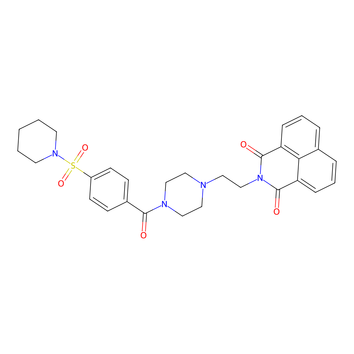 2-[2-[4-(4-Piperidin-1-ylsulfonylbenzoyl)piperazin-1-yl]ethyl]benzo[de]isoquinoline-1,3-dione molecular structure, CAS 303787-78-2
