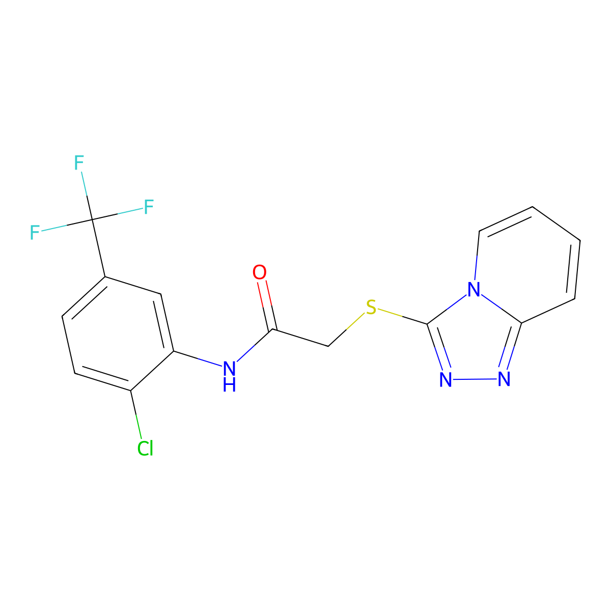 N-[2-chloro-5-(trifluoromethyl)phenyl]-2-([1,2,4]triazolo[4,3-a]pyridin-3-ylsulfanyl)acetamide molecular structure, CAS 303788-08-1