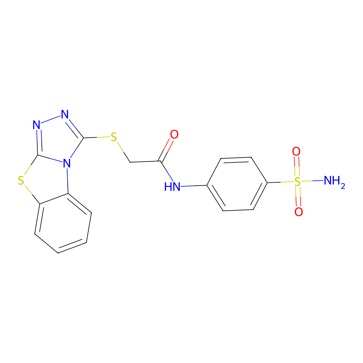 N-(4-sulfamoylphenyl)-2-{7-thia-2,4,5-triazatricyclo[6.4.0.0^{2,6}]dodeca-1(8),3,5,9,11-pentaen-3-ylsulfanyl}acetamide molecular structure, CAS 303788-24-1