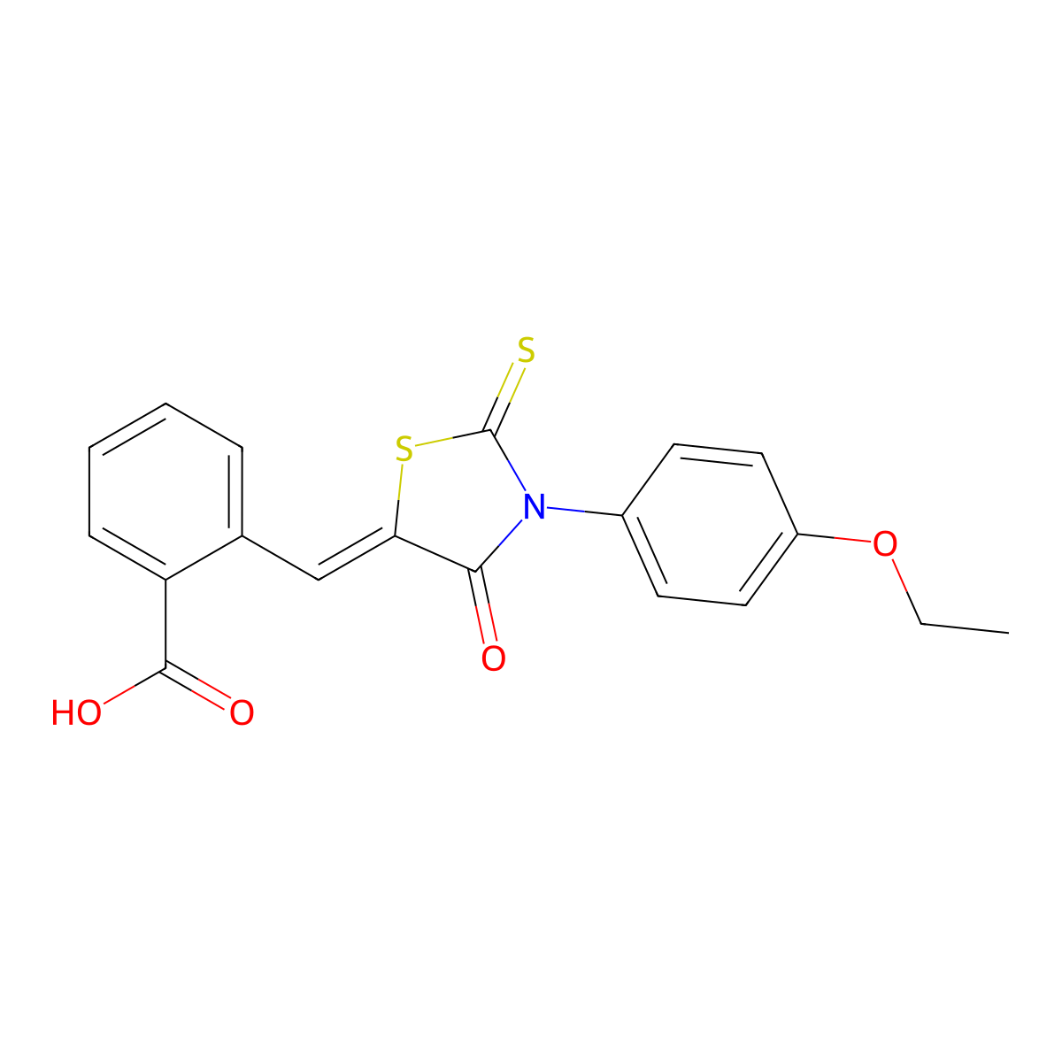2-((3-(4-Ethoxyphenyl)-4-oxo-2-thioxothiazolidin-5-ylidene)methyl)benzoic acid molecular structure, CAS 303790-24-1