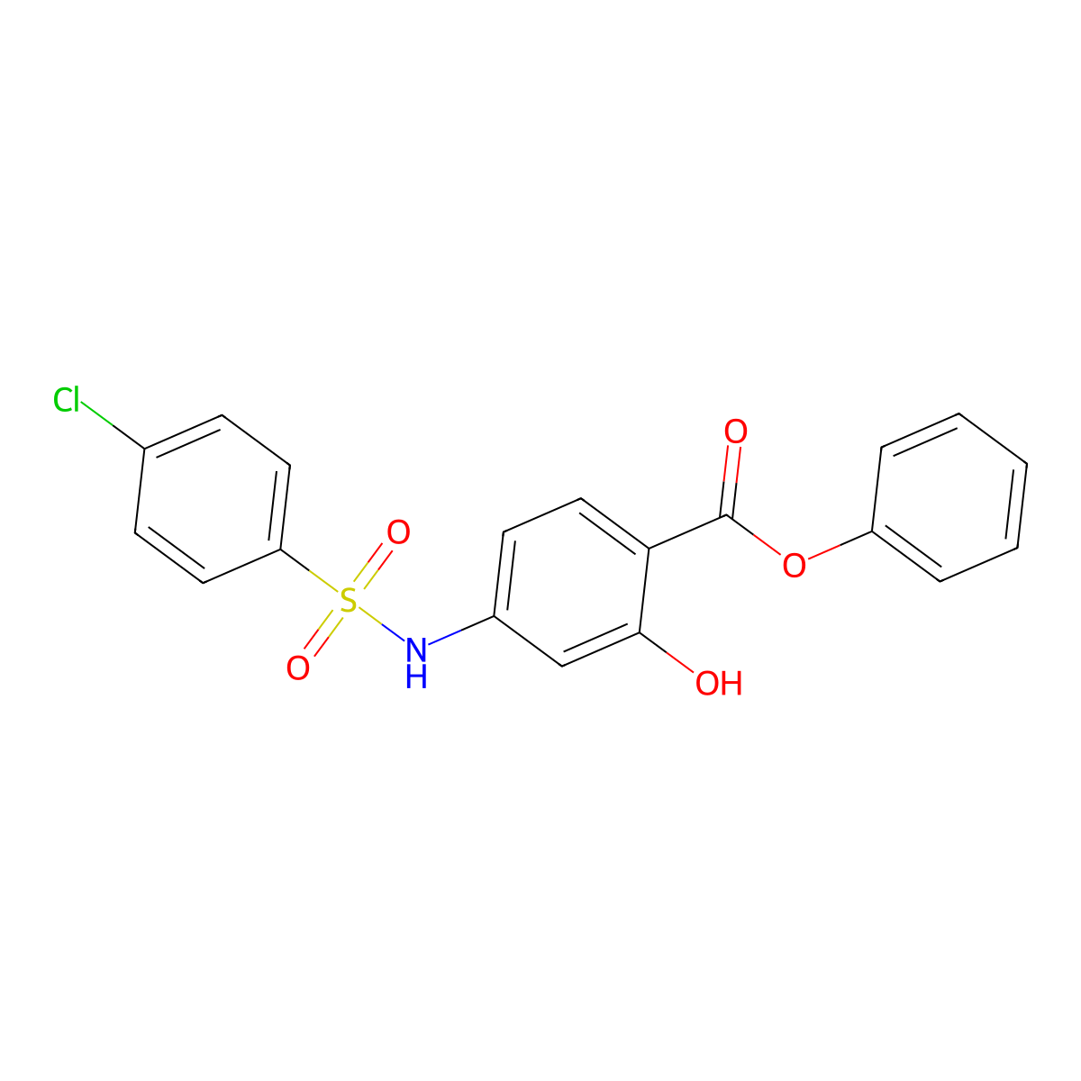 Phenyl 4-{[(4-chlorophenyl)sulfonyl]amino}-2-hydroxybenzoate molecular structure, CAS 303790-59-2