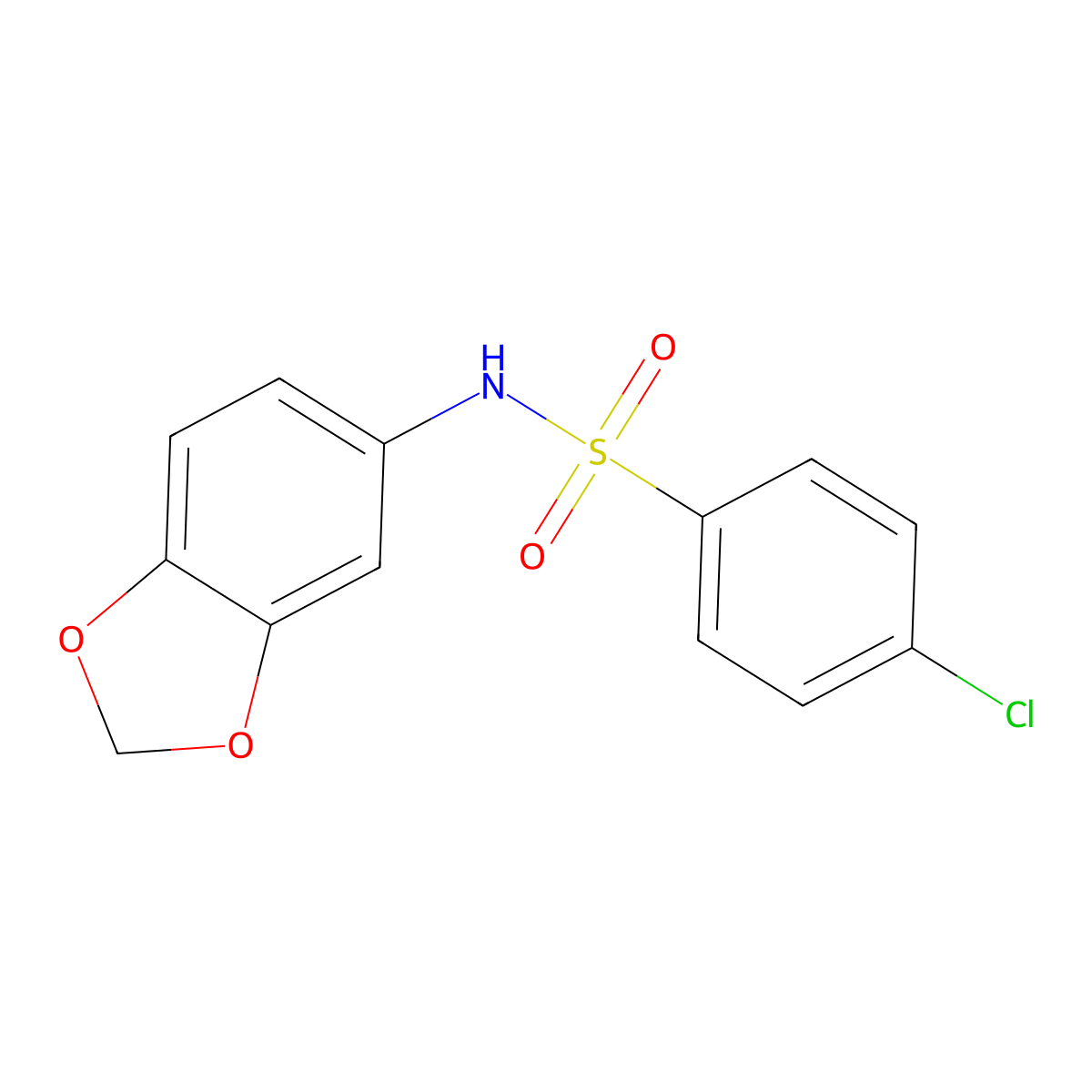 N-(1,3-benzodioxol-5-yl)-4-chlorobenzenesulfonamide molecular structure, CAS 303790-60-5