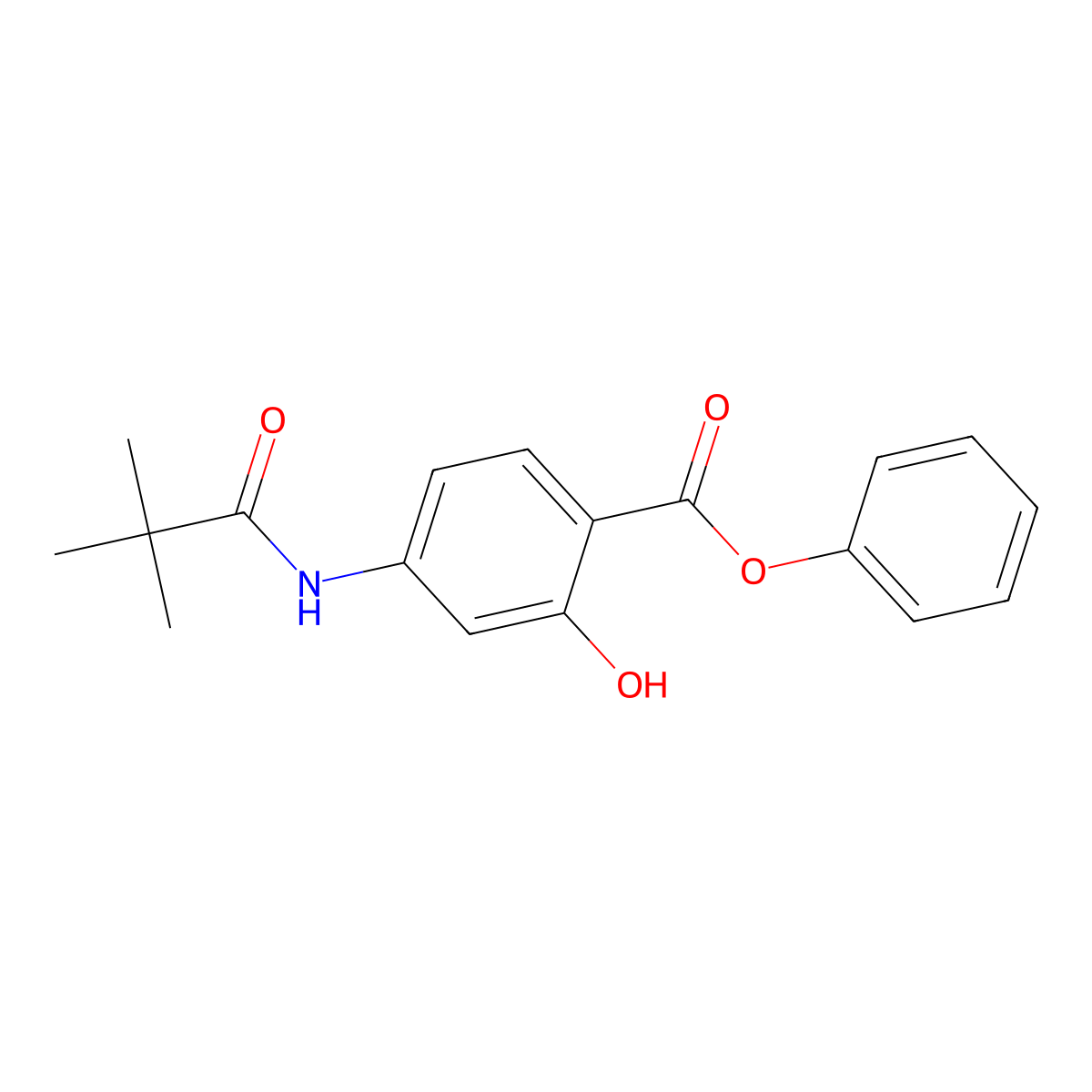Phenyl 4-(2,2-dimethylpropanoylamino)-2-hydroxybenzoate molecular structure, CAS 303790-81-0