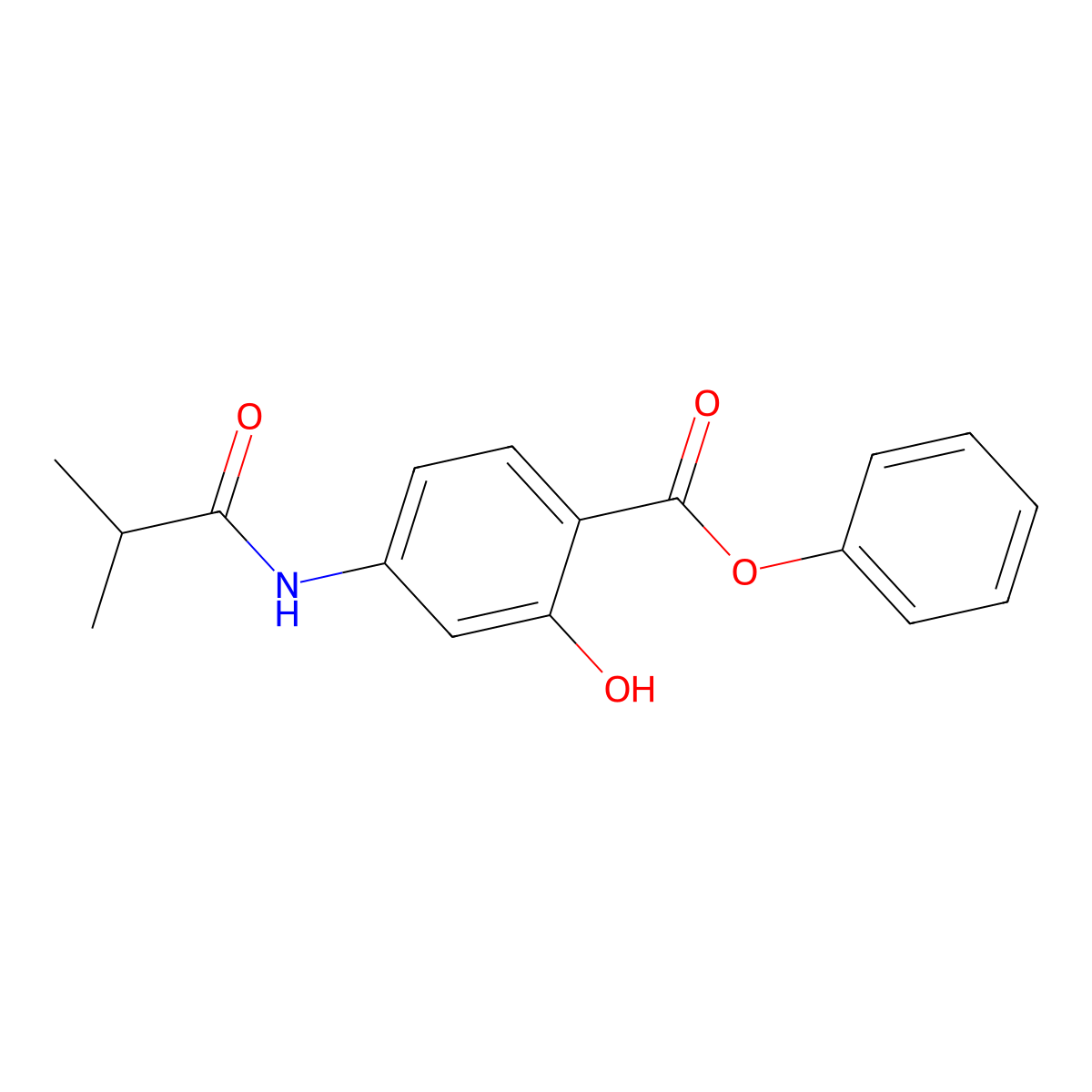 Phenyl 2-hydroxy-4-(2-methylpropanamido)benzoate molecular structure, CAS 303790-82-1
