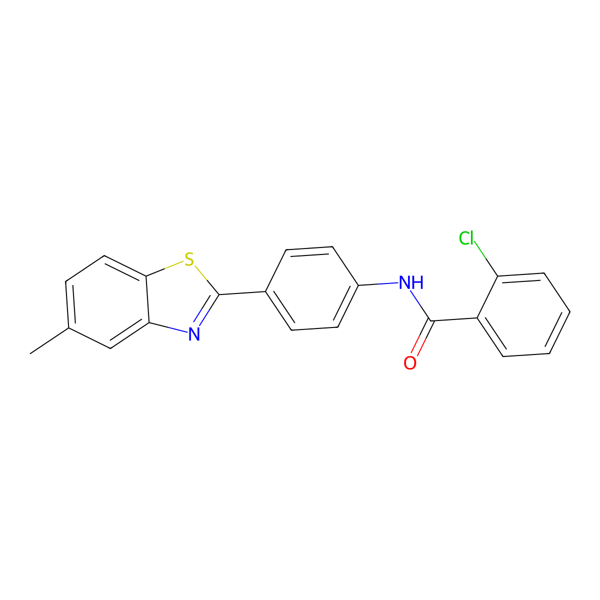 2-chloro-N-[4-(5-methyl-1,3-benzothiazol-2-yl)phenyl]benzamide molecular structure, CAS 303790-84-3