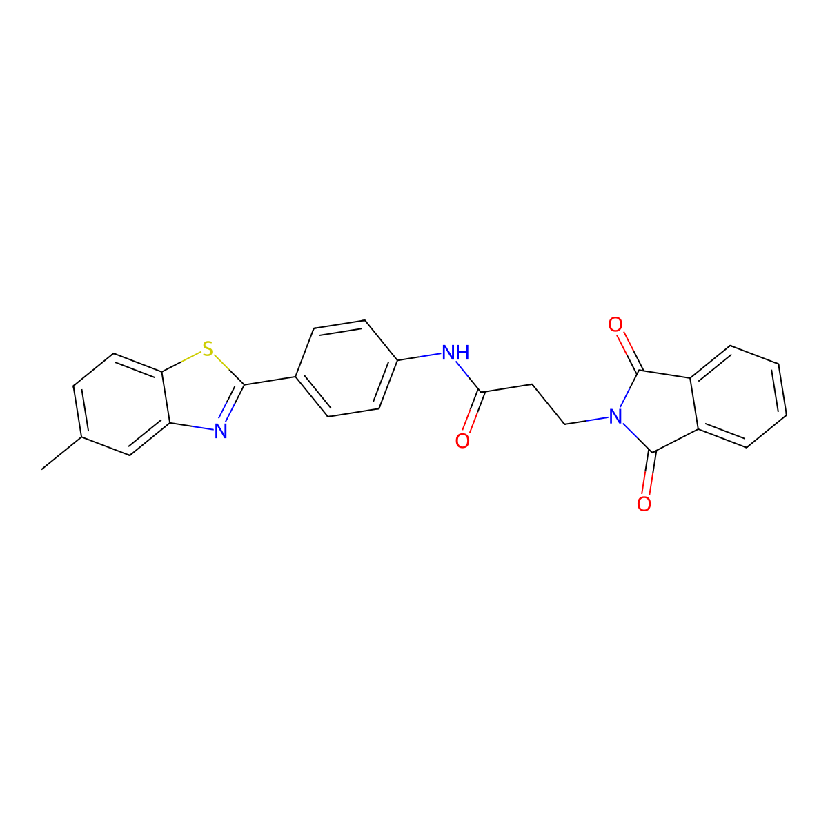3-(1,3-dioxo-1,3-dihydro-2H-isoindol-2-yl)-N-[4-(5-methyl-1,3-benzothiazol-2-yl)phenyl]propanamide molecular structure, CAS 303790-88-7