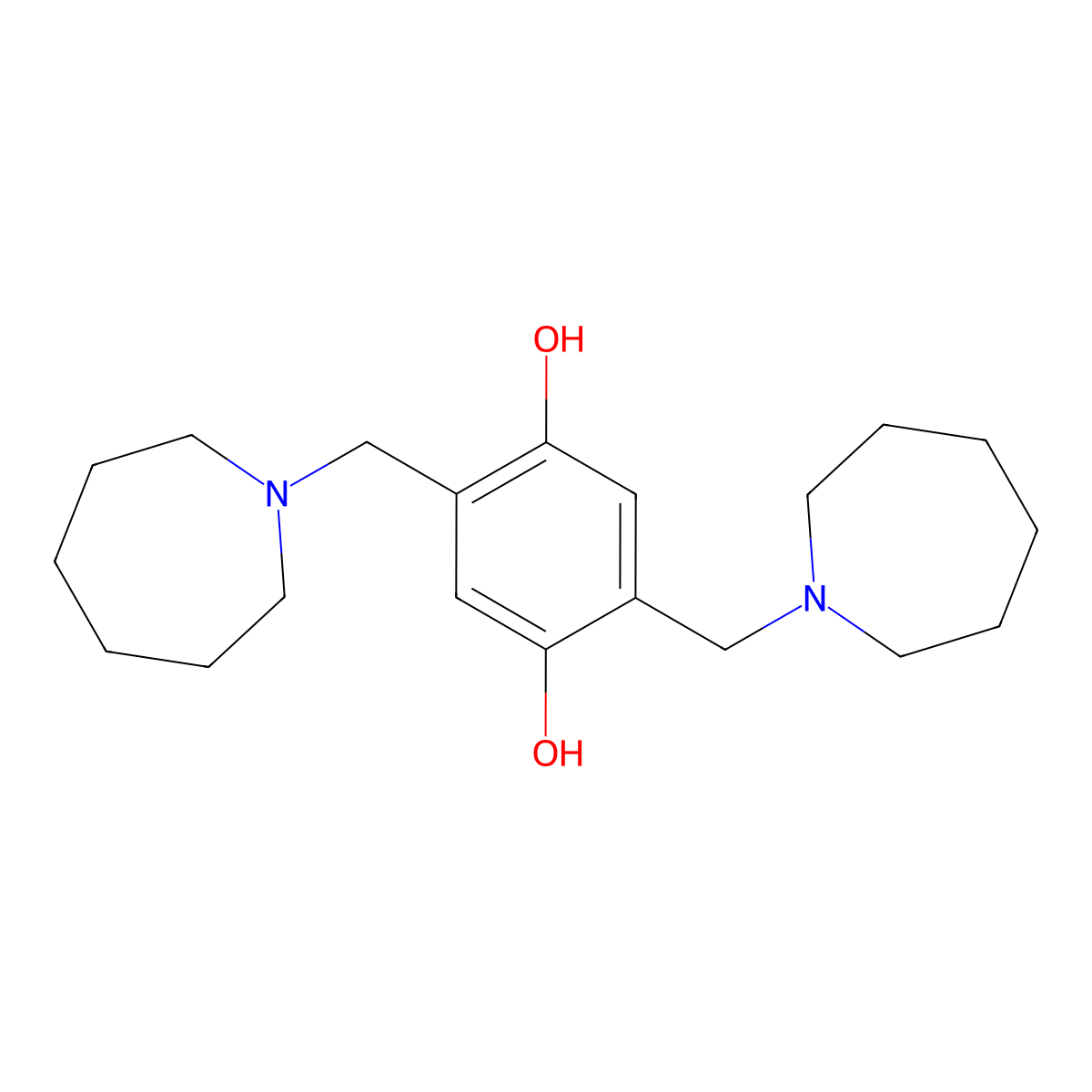 2,5-Bis(azepan-1-ylmethyl)benzene-1,4-diol molecular structure, CAS 303790-95-6
