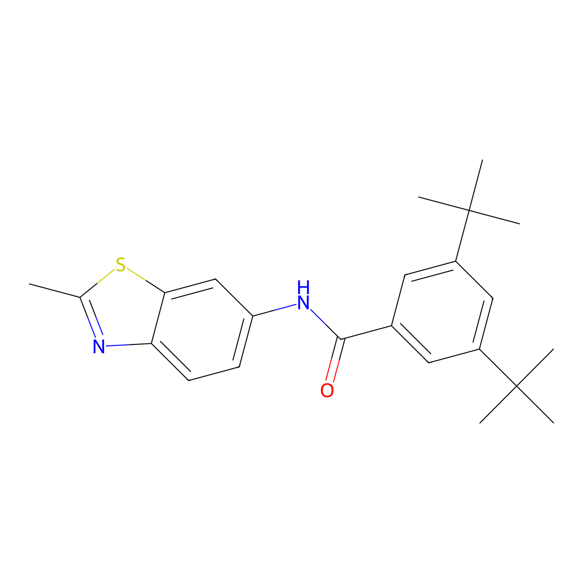 3,5-ditert-butyl-N-(2-methyl-1,3-benzothiazol-6-yl)benzamide molecular structure, CAS 303791-02-8