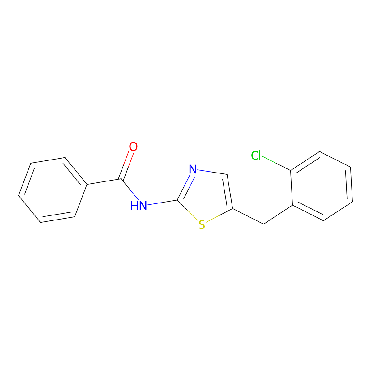 N-{5-[(2-chlorophenyl)methyl]-1,3-thiazol-2-yl}benzamide molecular structure, CAS 303791-93-7