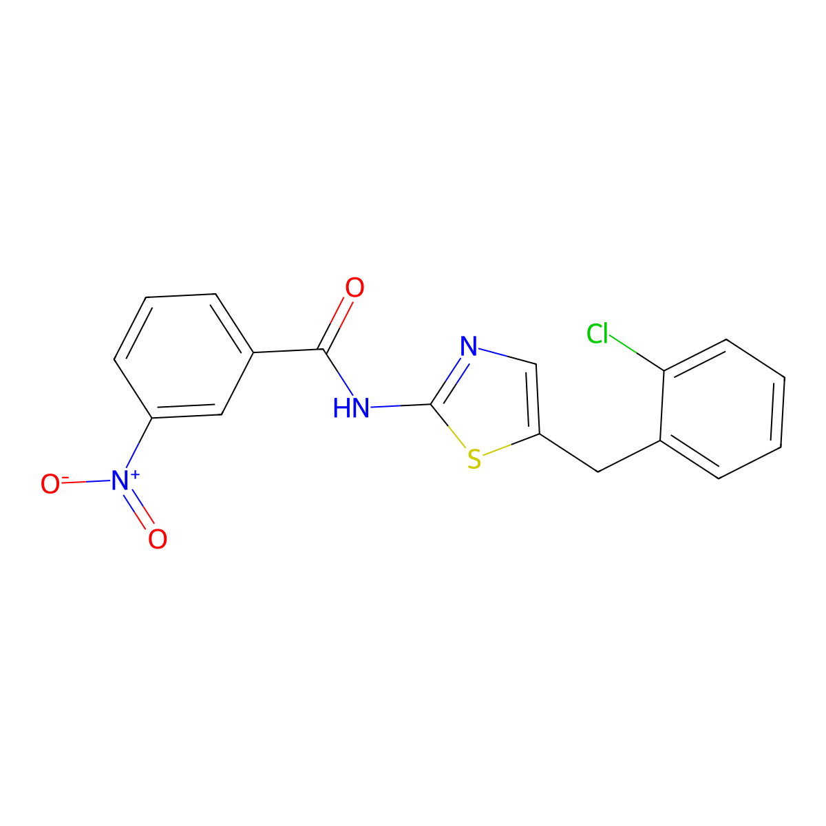 N-{5-[(2-chlorophenyl)methyl]-1,3-thiazol-2-yl}-3-nitrobenzamide molecular structure, CAS 303791-95-9