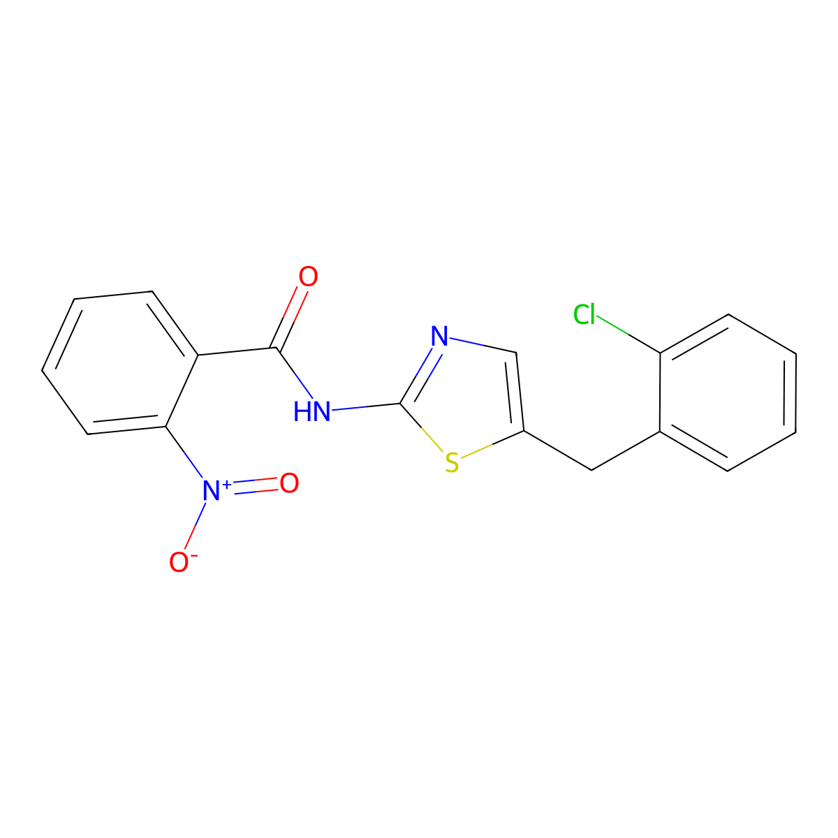 N-{5-[(2-chlorophenyl)methyl]-1,3-thiazol-2-yl}-2-nitrobenzamide molecular structure, CAS 303791-96-0