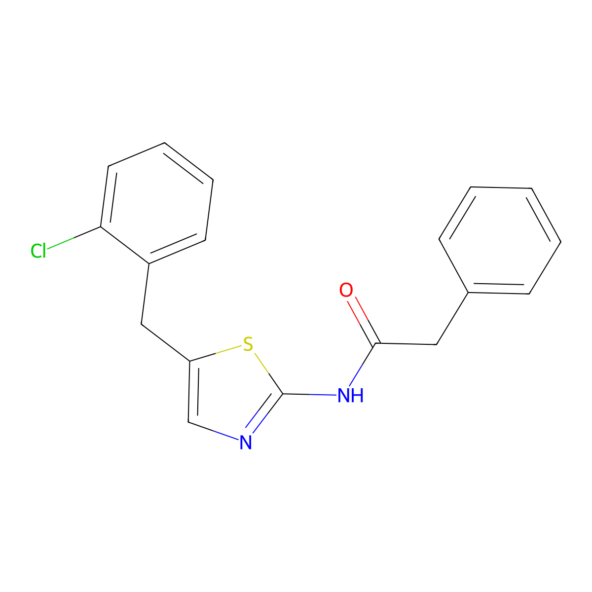 N-{5-[(2-chlorophenyl)methyl]-1,3-thiazol-2-yl}-2-phenylacetamide molecular structure, CAS 303791-97-1