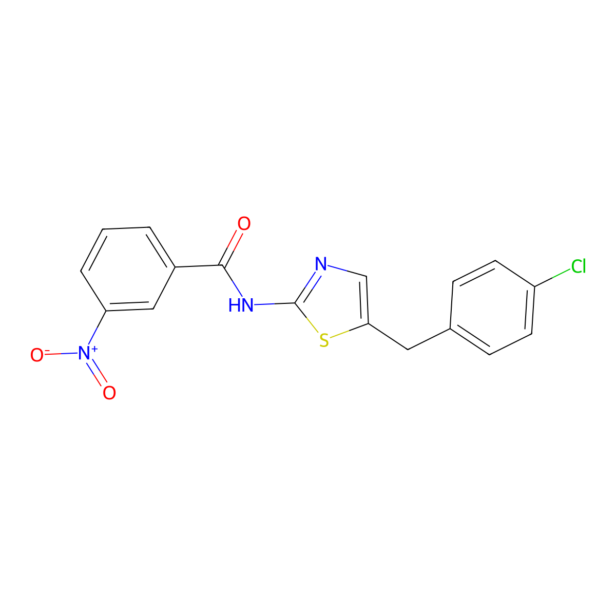 N-(5-(4-chlorobenzyl)thiazol-2-yl)-3-nitrobenzamide molecular structure, CAS 303792-02-1