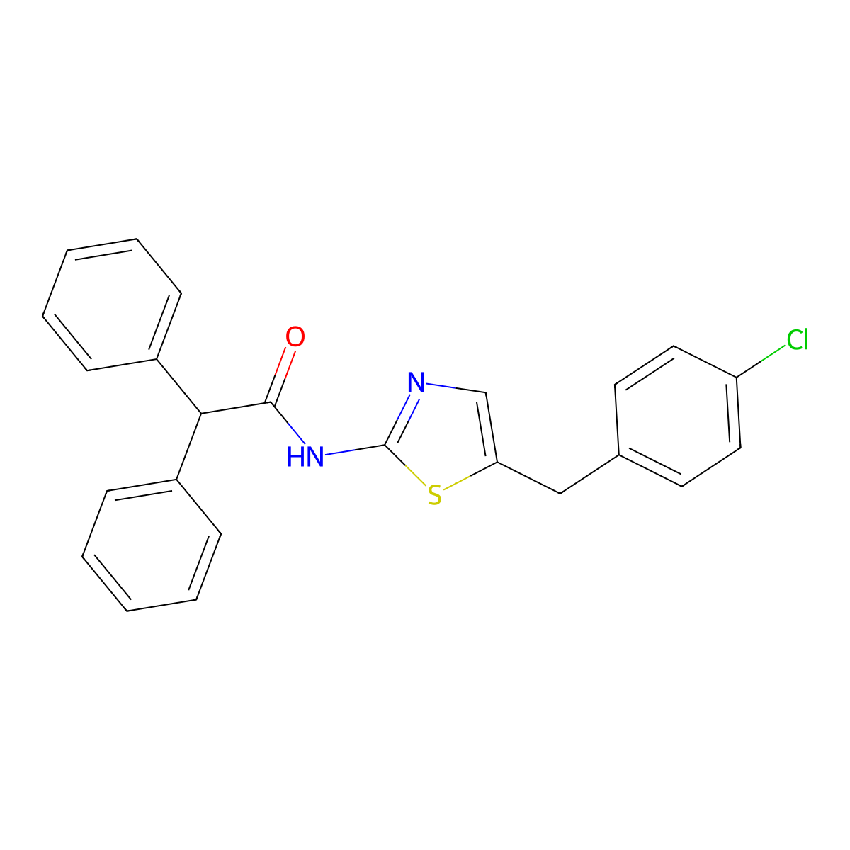 N-[5-(4-chlorobenzyl)-1,3-thiazol-2-yl]-2,2-diphenylacetamide molecular structure, CAS 303792-05-4