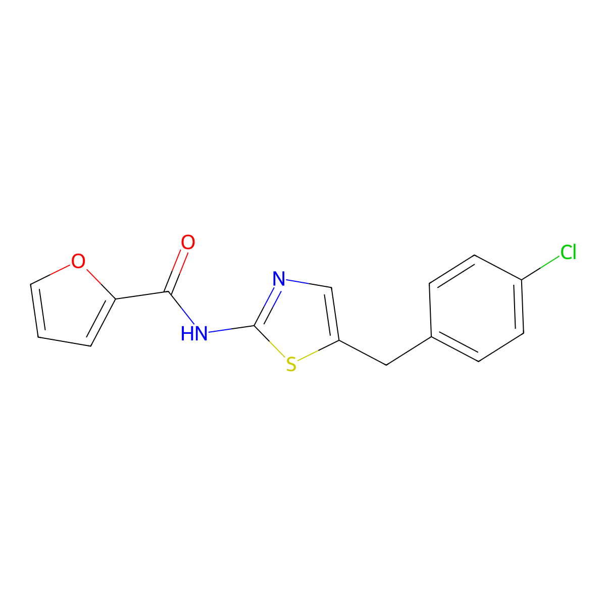 N-[5-(4-chlorobenzyl)-1,3-thiazol-2-yl]furan-2-carboxamide molecular structure, CAS 303792-06-5