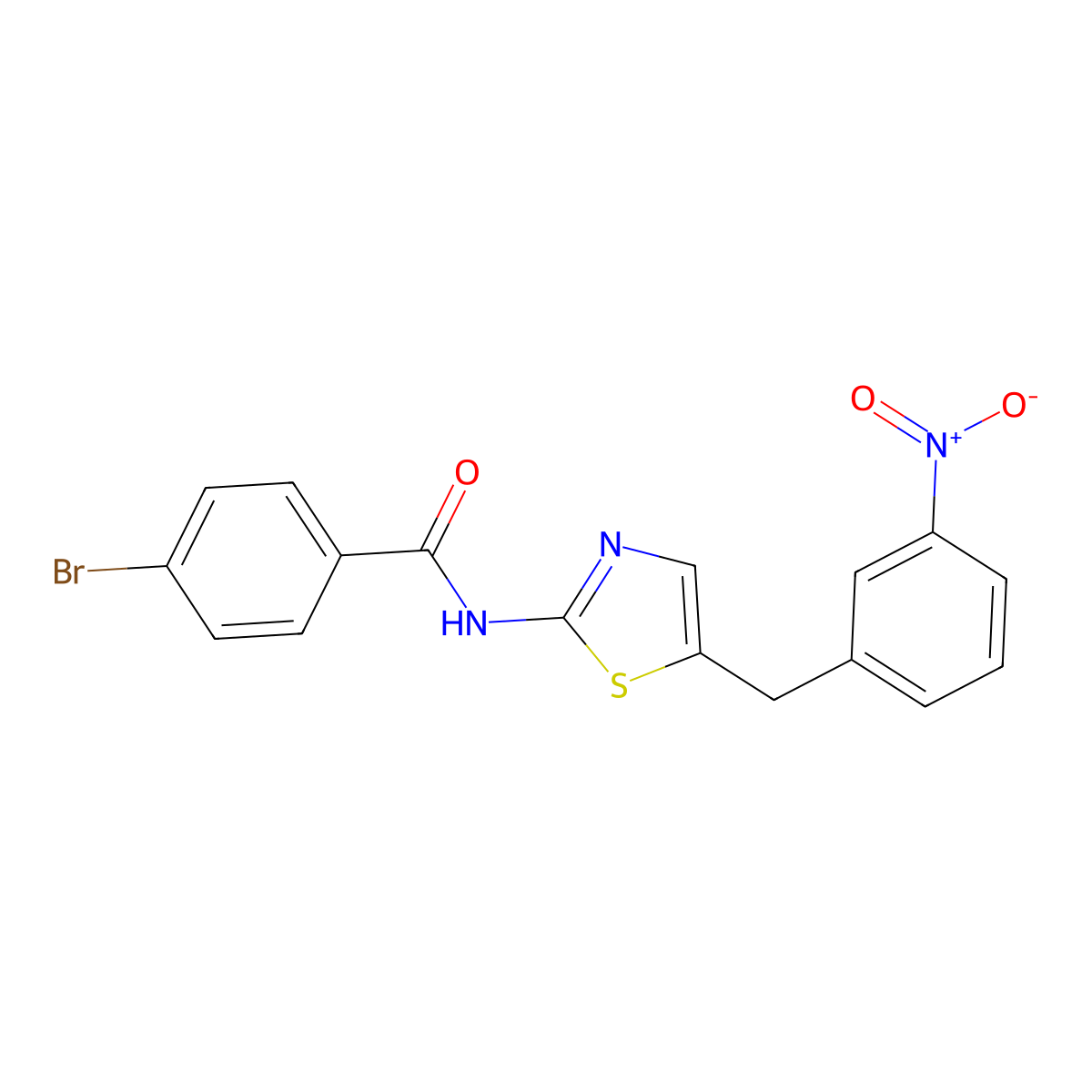 4-bromo-N-[5-[(3-nitrophenyl)methyl]-1,3-thiazol-2-yl]benzamide molecular structure, CAS 303792-08-7