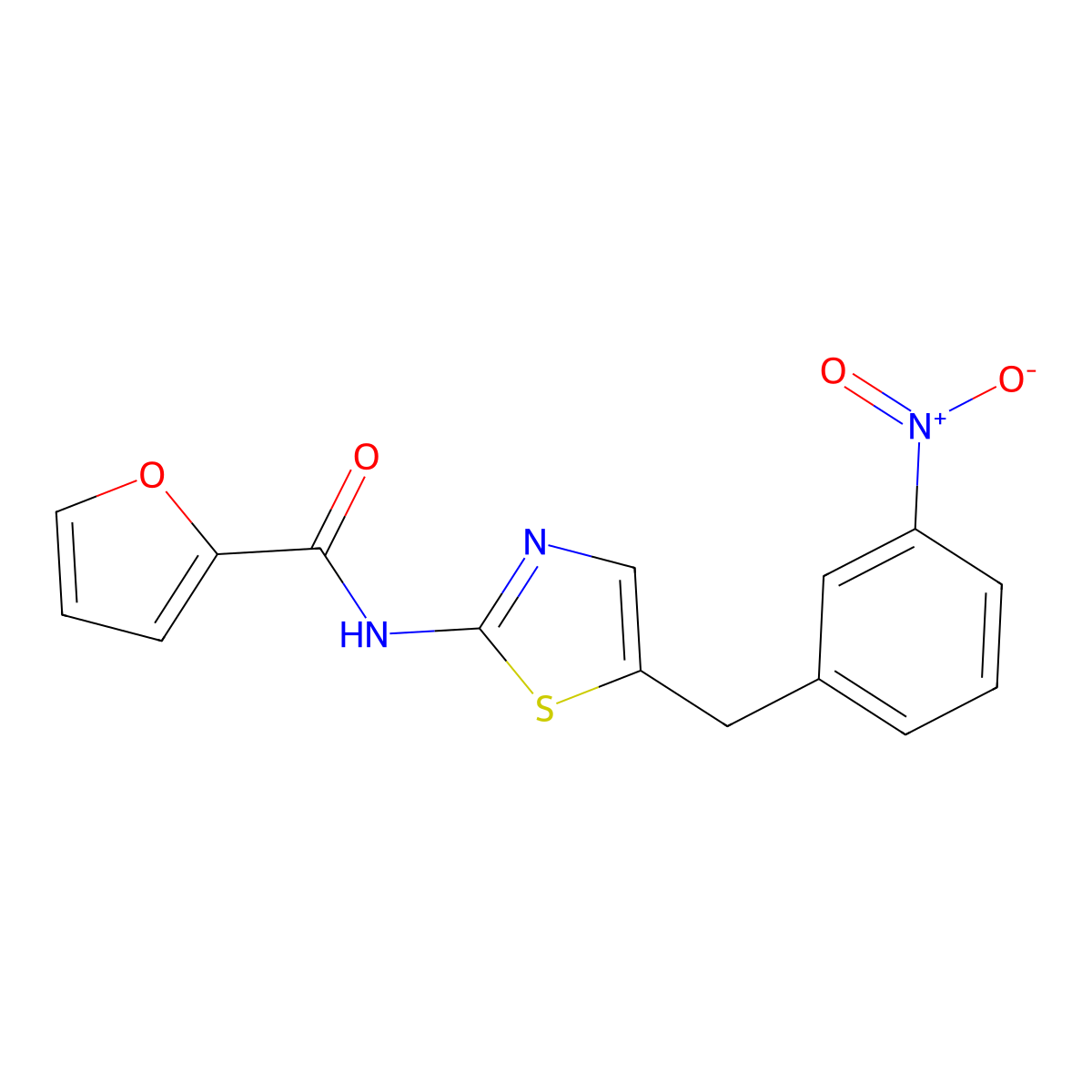 N-{5-[(3-nitrophenyl)methyl]-1,3-thiazol-2-yl}furan-2-carboxamide molecular structure, CAS 303792-09-8