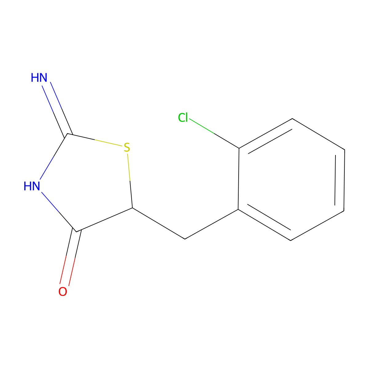 5-[(2-Chlorophenyl)methyl]-2-imino-1,3-thiazolidin-4-one molecular structure, CAS 303792-11-2