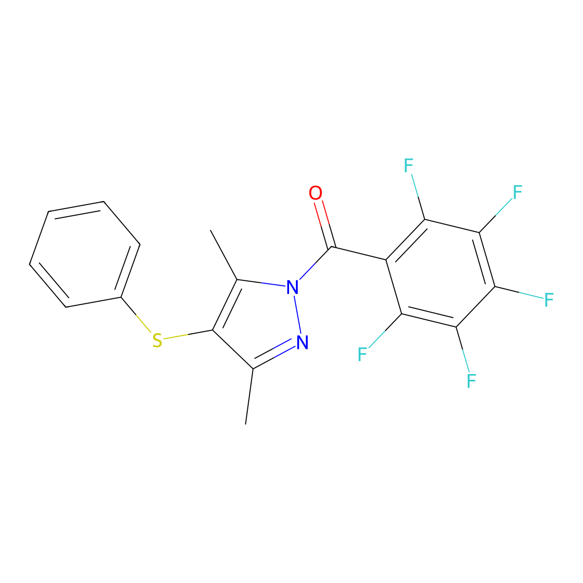 3,5-dimethyl-1-(2,3,4,5,6-pentafluorobenzoyl)-4-(phenylsulfanyl)-1H-pyrazole molecular structure, CAS 303792-21-4