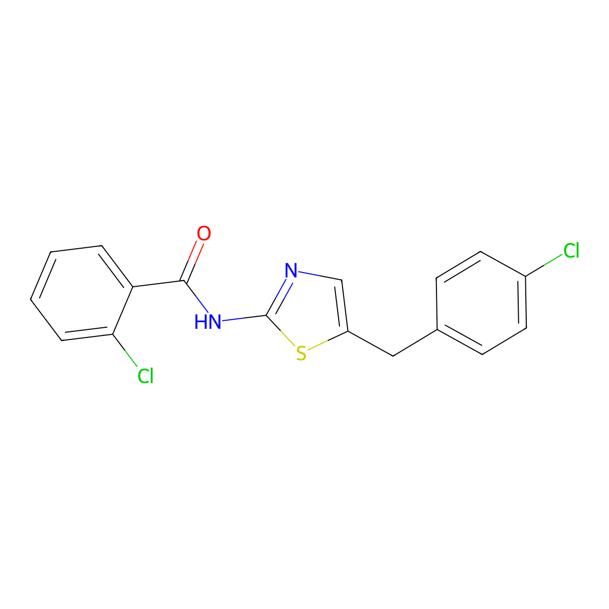 2-chloro-N-[5-(4-chlorobenzyl)-1,3-thiazol-2-yl]benzamide molecular structure, CAS 303792-34-9