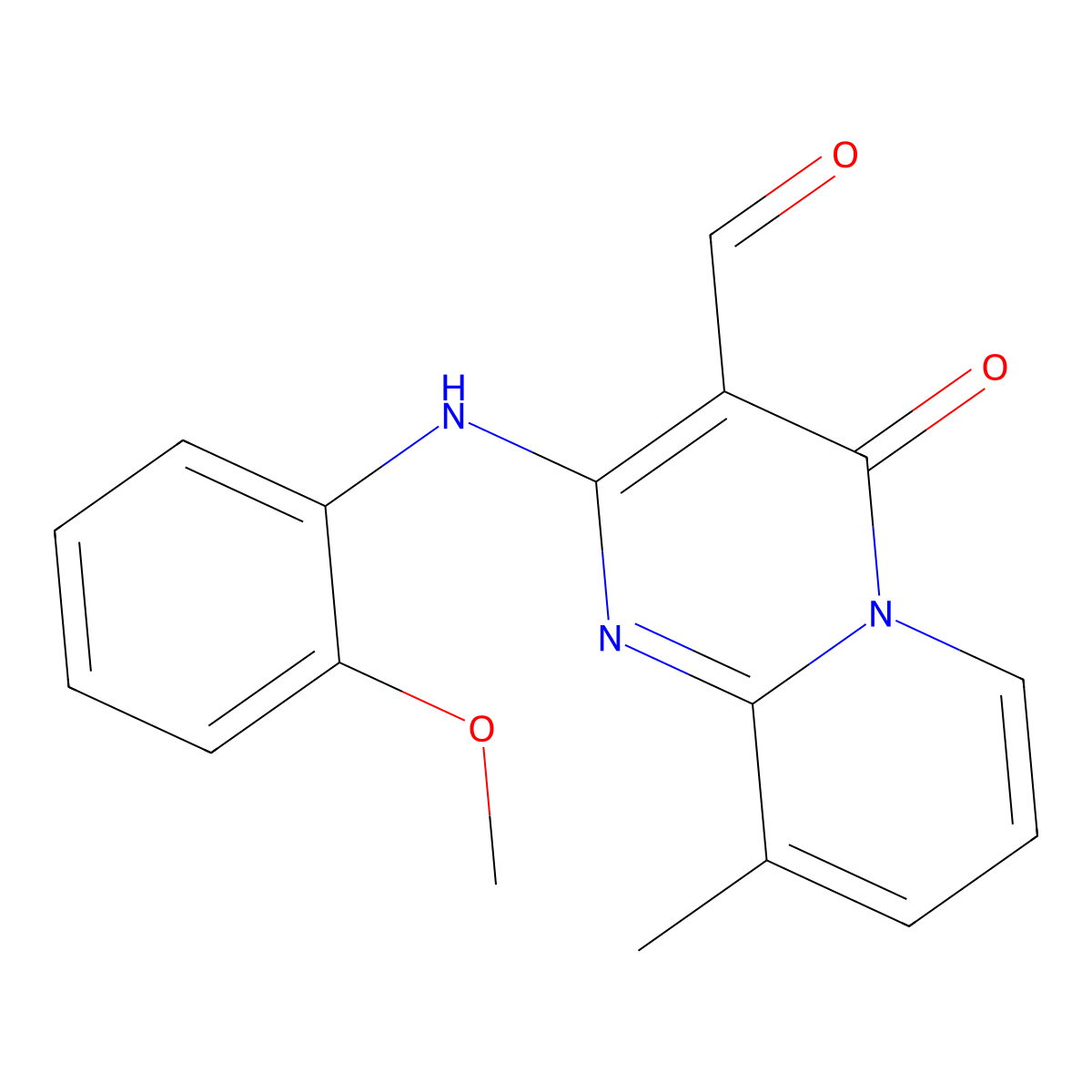 2-(2-methoxyanilino)-9-methyl-4-oxo-4H-pyrido[1,2-a]pyrimidine-3-carbaldehyde molecular structure, CAS 303792-39-4