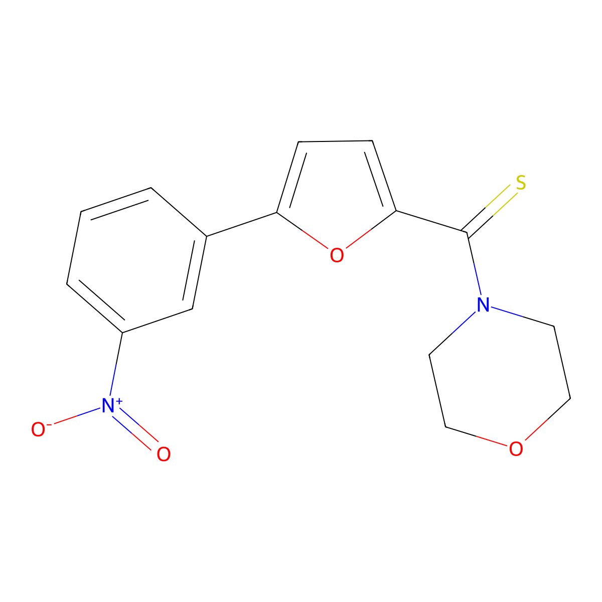Morpholin-4-yl-[5-(3-nitrophenyl)furan-2-yl]methanethione molecular structure, CAS 303792-41-8