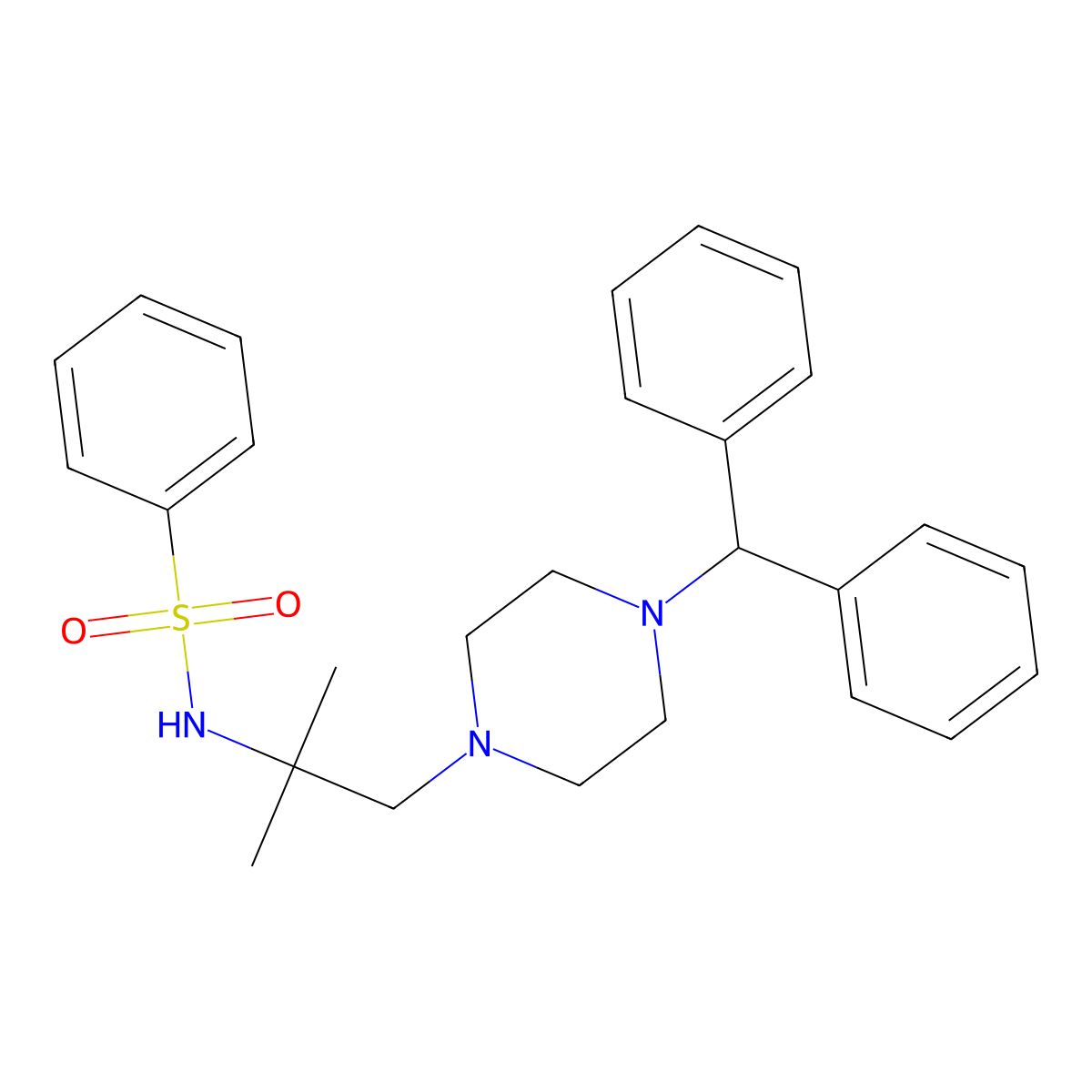 N-[1-(4-benzhydrylpiperazin-1-yl)-2-methylpropan-2-yl]benzenesulfonamide molecular structure, CAS 303792-50-9