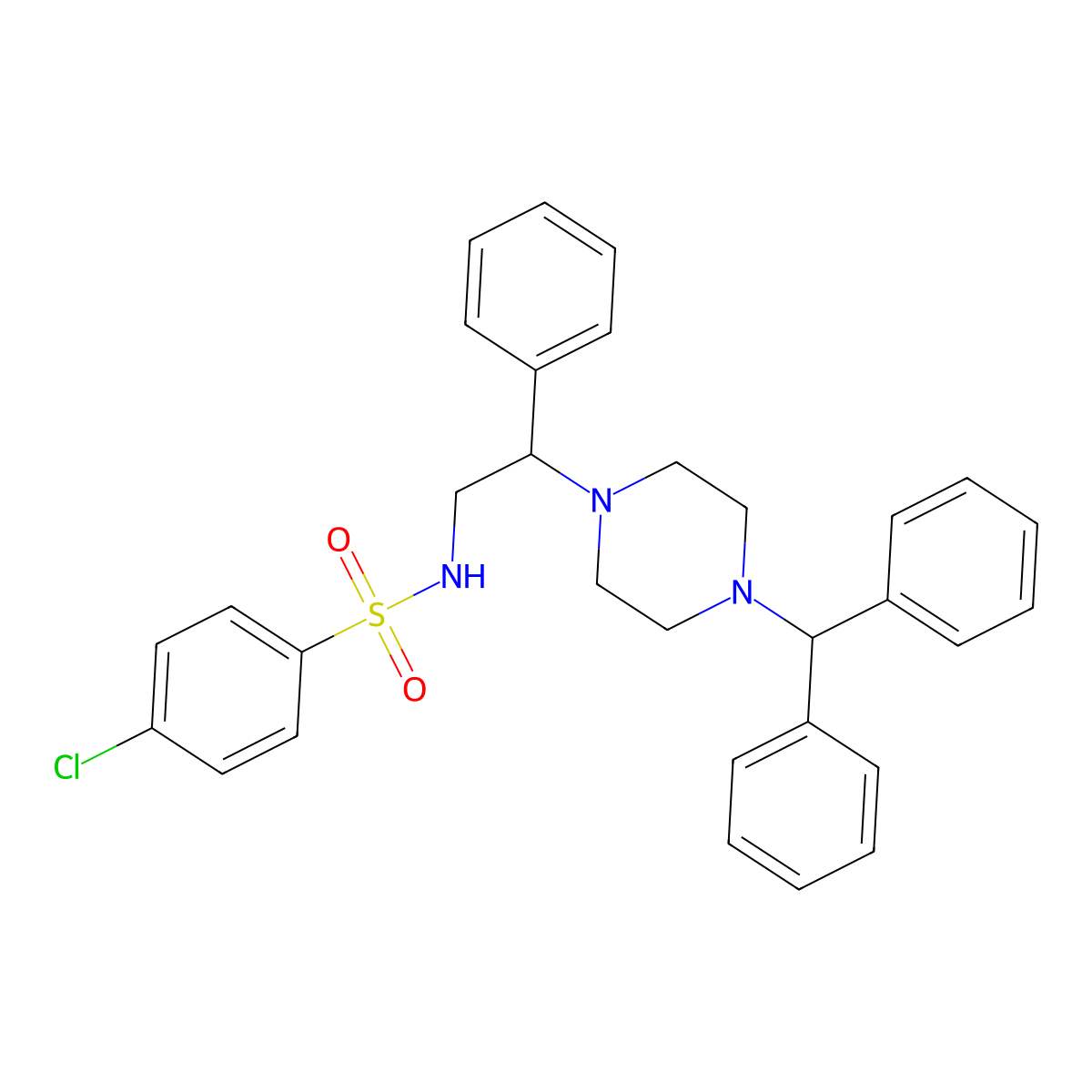 N-[2-(4-benzhydrylpiperazin-1-yl)-2-phenylethyl]-4-chlorobenzenesulfonamide molecular structure, CAS 303792-51-0
