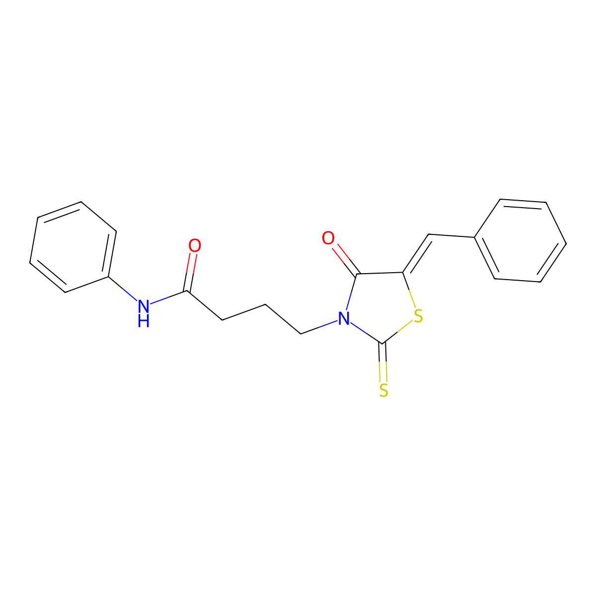 (Z)-4-(5-benzylidene-4-oxo-2-thioxothiazolidin-3-yl)-N-phenylbutanamide molecular structure, CAS 303792-66-7