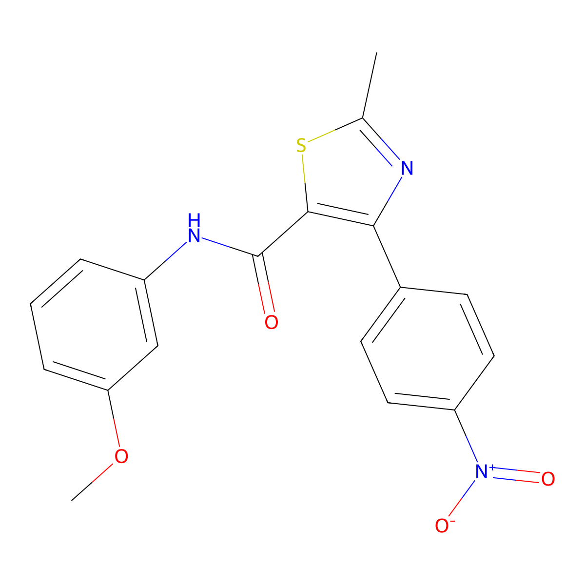 N-(3-methoxyphenyl)-2-methyl-4-(4-nitrophenyl)-1,3-thiazole-5-carboxamide molecular structure, CAS 303793-12-6