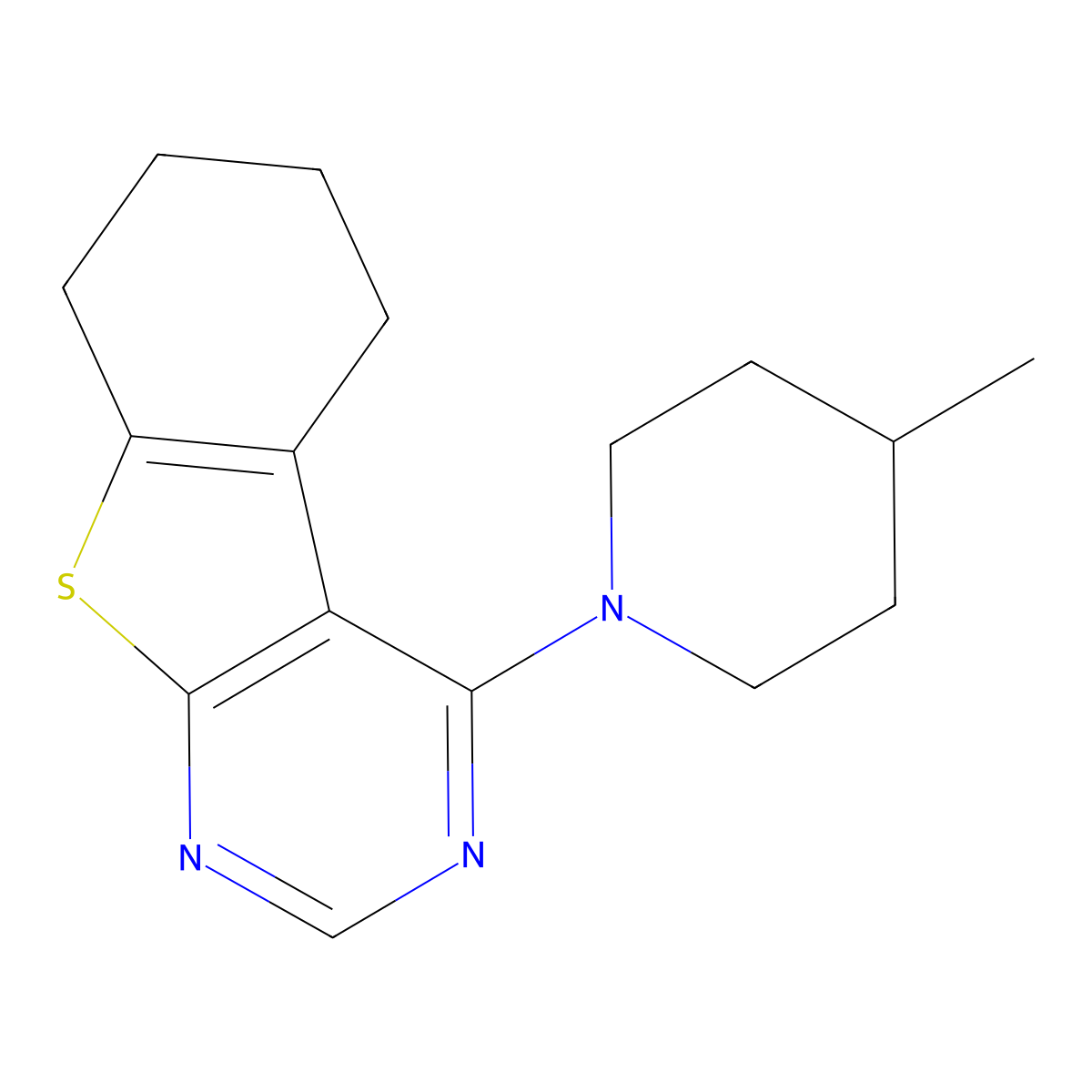 4-(4-Methylpiperidino)-5,6,7,8-tetrahydro[1]benzothieno[2,3-d]pyrimidine molecular structure, CAS 303793-38-6