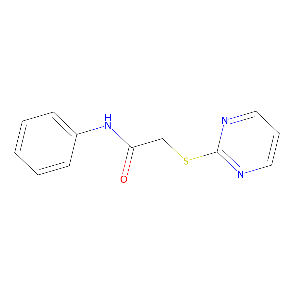 N-phenyl-2-pyrimidin-2-ylsulfanylacetamide molecular structure, CAS 303793-59-1