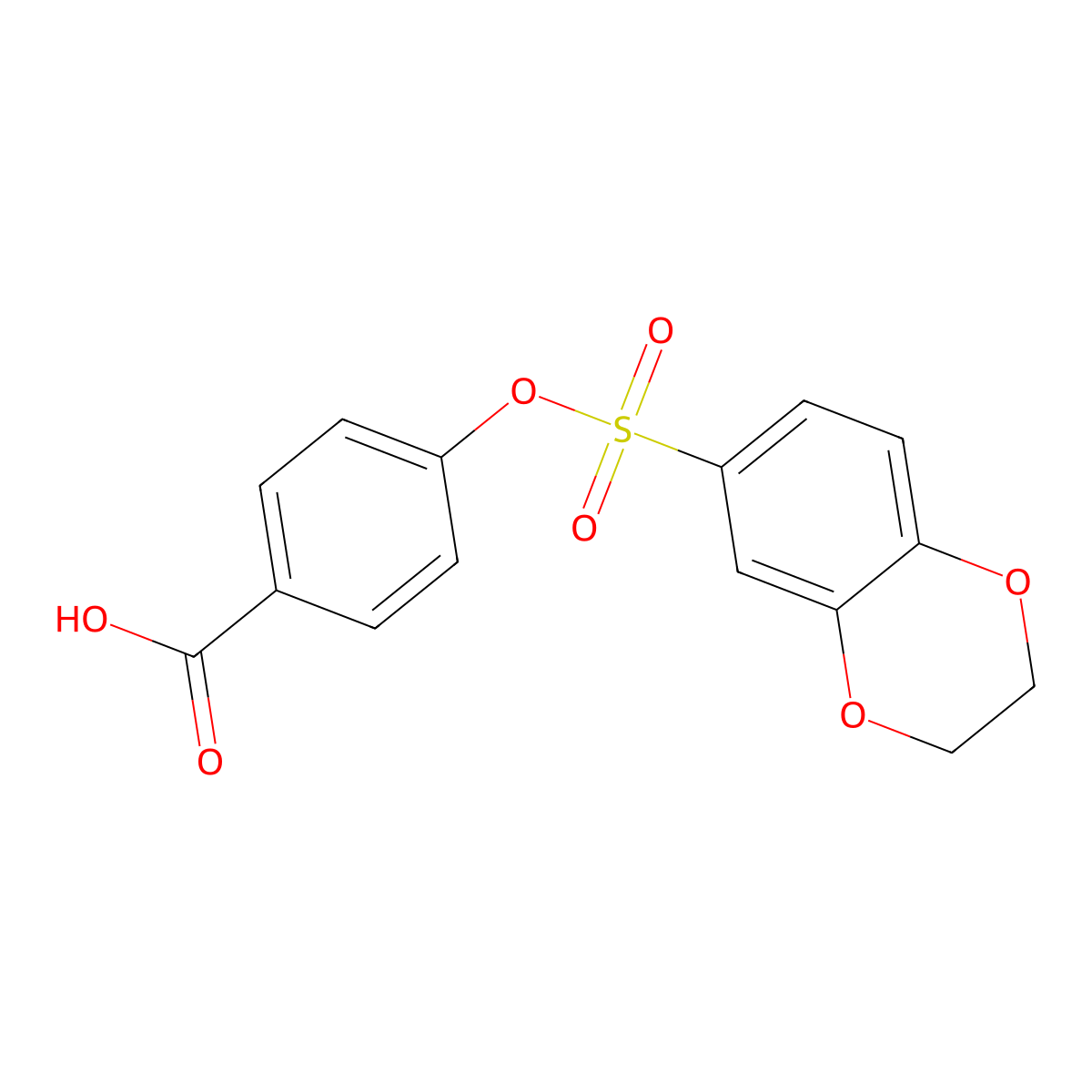 4-[(2,3-Dihydro-1,4-benzodioxine-6-sulfonyl)oxy]benzoic acid molecular structure, CAS 303793-64-8