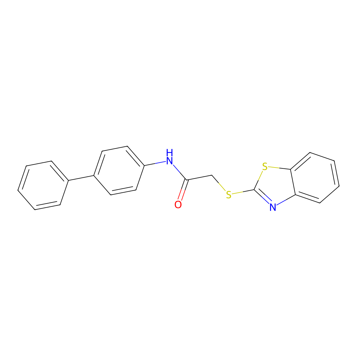 2-(1,3-benzothiazol-2-ylsulfanyl)-N-(4-phenylphenyl)acetamide molecular structure, CAS 303793-66-0